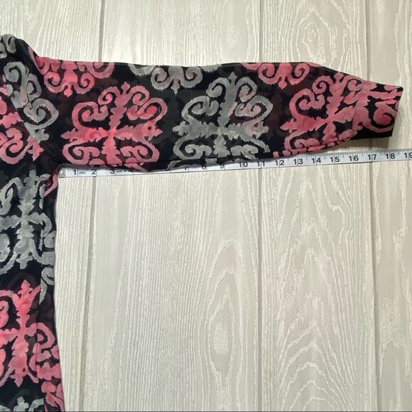 Milly x Banana Republic Women's True Navy Blue & Pink Roll Tab Tunic Top Size 2 - Picture 8 of 12